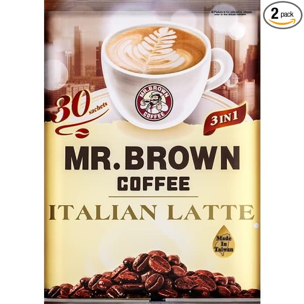 Mr. Brown 3 in 1 Instant Coffee 30 Sachets (Italian Latte 2 Packs)