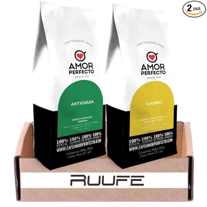 Amor Perfecto coffee roasted ground Coffee (2 pack) Sweet – Citric-Fruit Notes &amp Peach - Grapefruit flavor Cafe amor perfecto Colombiano Dulce – Notas Cítricas- Frutales y durazno - toronja Colomb