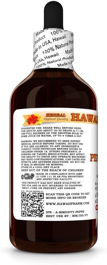 Peppermint (Mentha X Piperita) Dry Leaf Tincture All Natural Vegan Pure Liquid Extract - 4 fl.oz