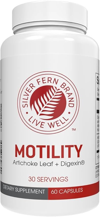 Silver Fern Brand Motility- Non-Laxative Constipation and Slow Motility Boost - 60 Capsules 30 Day Supply - Contains Artichoke Leaf Tender Okra Pods &amp Winter Cherry