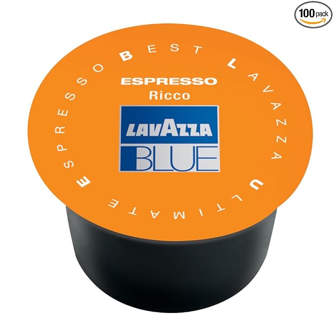 Lavazza BLUE Capsules Espresso Ricco Coffee Blend Dark Roast 28.2-Ounce Boxes (Pack of 100)