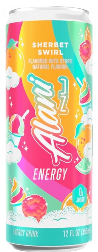 Alani Cotton Candy Blue Slush &amp Sherbet Swirl Energy Drinks Variety (18 Cans) Sugar Free Low Calorie Energy Drinks - Pre Workout Performance Zero Sugar 12 Fl Oz Cans