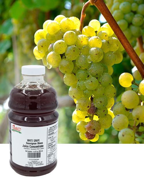 Nature Blessed 100% Pure Sauvignon Blanc White Grape Fruit Juice Concentrate - 2 Quarts (2/32 fl z bottles) Perfect for Home Brewers Vintners Distilling Smoothies