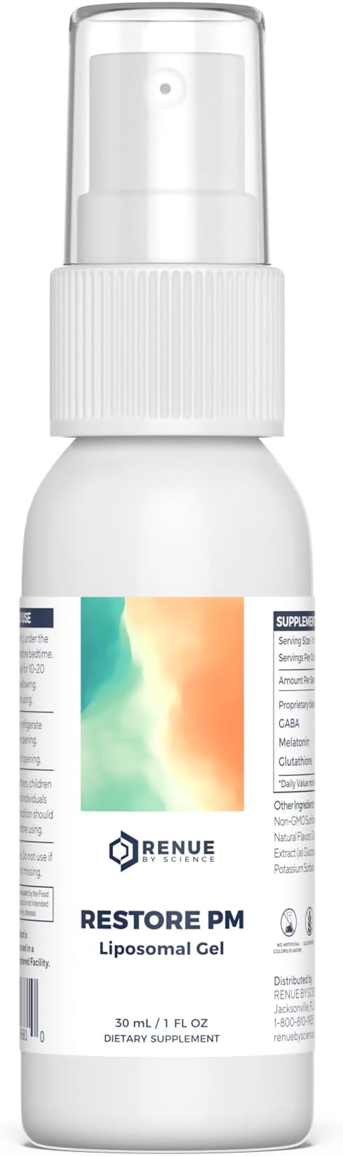 Renue By Science Restore PM | Liposomal Melatonin GABA Supplement Spray | 30ml Spray with Melatonin Glutathione &amp GABA 10mg - Sleep Aid Melatonin | Non-GMO | Made in The USA &amp Third Party Test