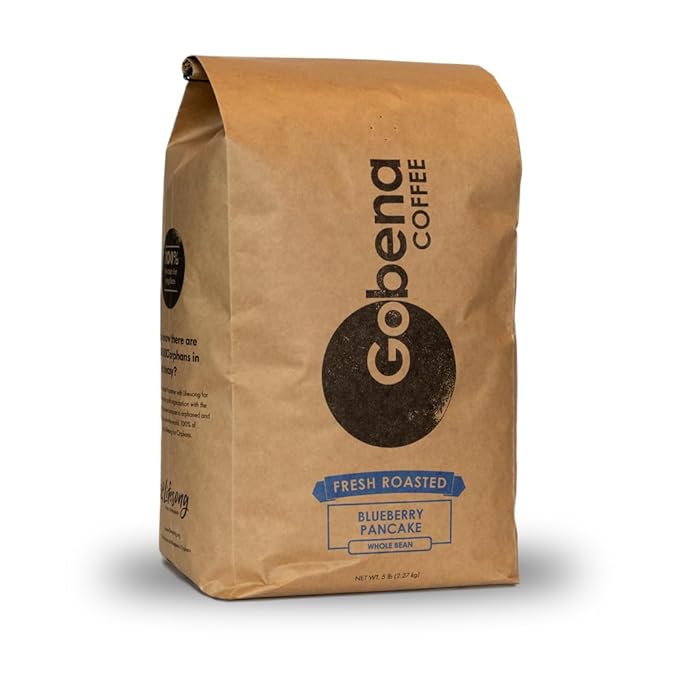 Gobena Coffee 5lb Blueberry Pancake Whole Bean Medium Roast 100% Arabica Coffee 80oz Bulk Bag