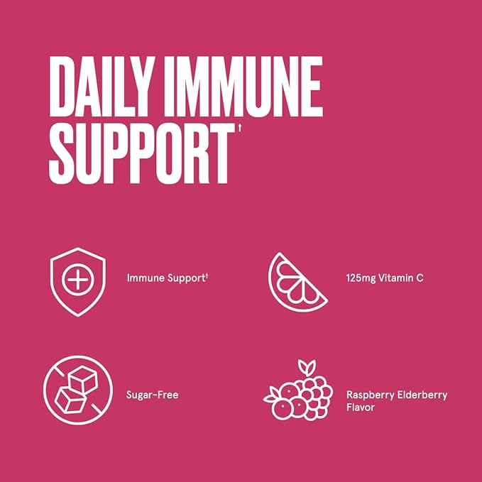 Bulletproof Sugar-Free Raspberry Elderberry Immune Gummies 60 Count Keto Supplement for Immune Support