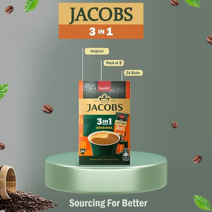 Jacobs 3 in 1 Instant Coffee Sticks 72 Count