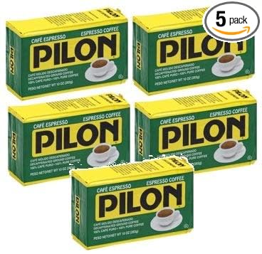 Café Pilon Decaffeinated Espresso Ground Coffee 10-Ounce (Pack of 5)