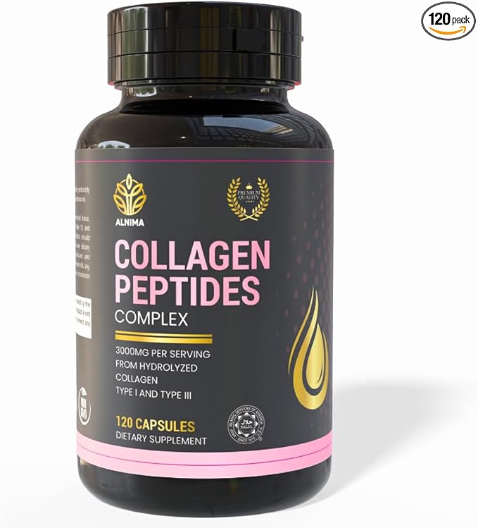 Halal Collagen Peptides Complex 750 mg – Type I &amp III Hydrolyzed Collagen for Skin Hair &amp Nails Support | 120 Capsules – Halal Certified Non-GMO Made in USA