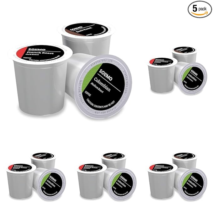 Amazon Brand - Solimo Coffee Pods Assorted pack (French Dark Colombian) Compatible with Keurig 2.0 K-Cup Brewers 100 Count (Pack of 5)