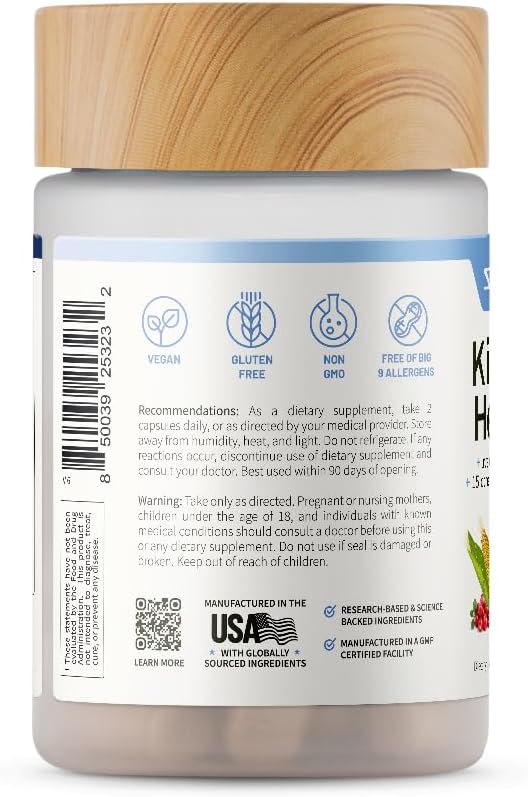 Snap Supplements Kidney Health Support Supplement - Kidney and Urinary Tract Health Support for Women and Men 60 Vegetarian Capsules (30 Servings 1 Month Supply)