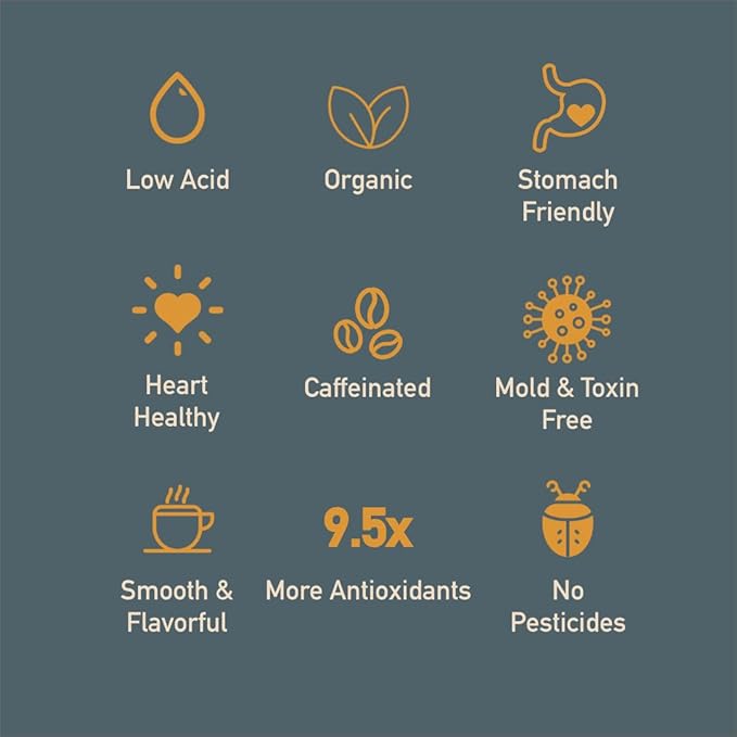 Healthy Bean Organic Espresso Ground Coffee Dark Roast - Low Acid Coffee Grounds for Sensitive Stomach - Dark Espresso Roast USDA Organic High Antioxidants Strong and Rich Flavor 11oz
