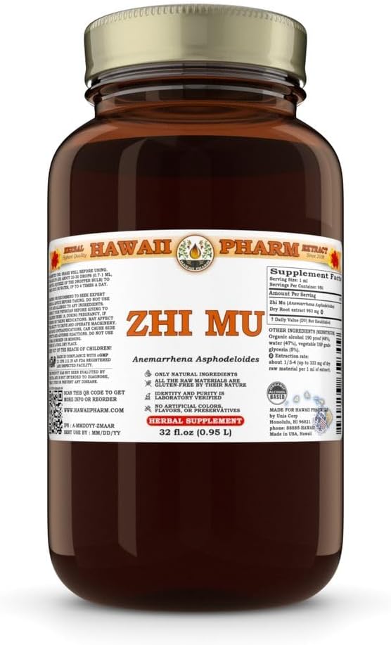 Zhi Mu (Anemarrhena Asphodeloides) Dry Root Tincture All Natural Vegan Pure Liquid Extract - 32 fl.oz