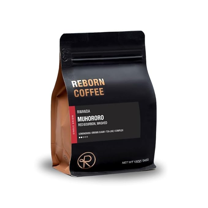 Reborn Coffee Specialty Whole Bean Coffee – Rwanda Muhororo – Light-Medium Roast Single Origin 100% Arabica Beans – Floral and Berry Notes with Bright Acidity Freshly Roasted for French Press Kali