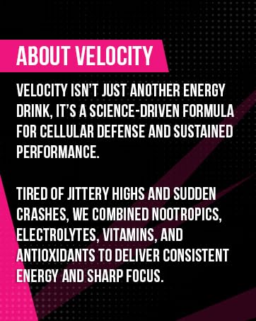 Velocity Lemon Lime Sparkling Energy Drink with Patented Glutathione Antioxidant Formula Zero Sugar Keto 12 Pack (16 oz Cans)