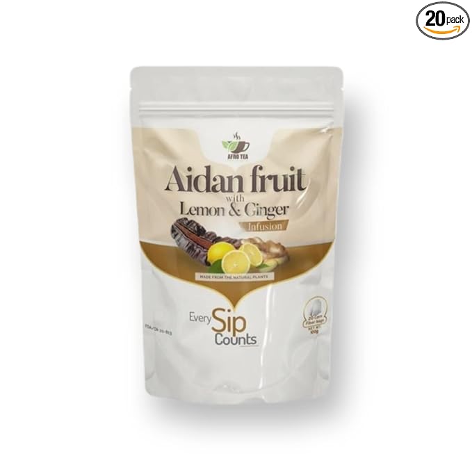 AfroTea Prekese Aidan Fruit Tea With Lemon &amp Ginger Infusion 20 Corn Fiber Bags Originally From Ghana
