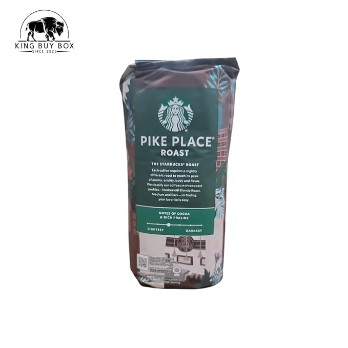 KING BUY BOX 1 PCS cup Bundle with Pike Place Medium Roast Ground Coffee Bag 40 Ounce. 3PACK compatible with Starbuks