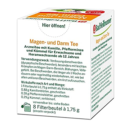 Bad Heilbrunner Magen und Darm Tea / stomachic (4 Packs each 8 Teabags) - fresh from Germany