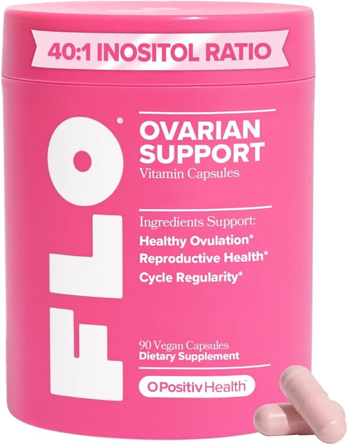 O Positiv FLO Ovarian Health Support - Hormone Balance for Women Supplement with DIM Myo &amp D-Chiro Inositol Folic Acid - Supports Healthy Ovulation Cycle Regularity - 30 Servings