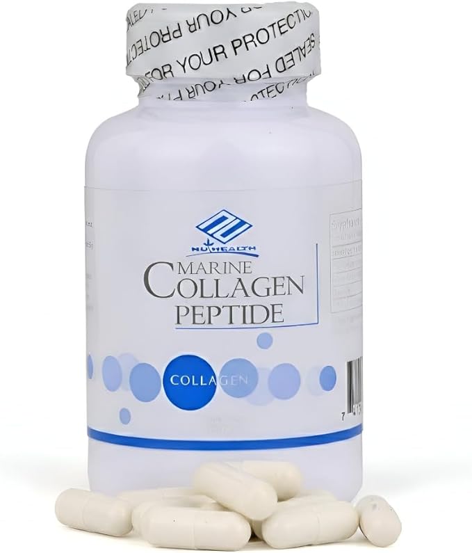 Nu-Health Marine Collagen Peptides | Collagen Supplements for Women with Vitamin C &amp Rose Hips | Hydrolyzed Marine Collagen Capsules | Skin Hair &amp Nails Support | 100 Capsules