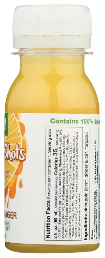Tulua Ginger Shots - Organic Cold Pressed Ginger and Pineapple Juice 12-Pack