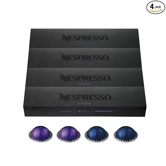 Nespresso Capsules Vertuo Espresso Bold Variety Pack Medium and Dark Roast Espresso Coffee 40-Count Espresso Pods Brews 1.35oz.