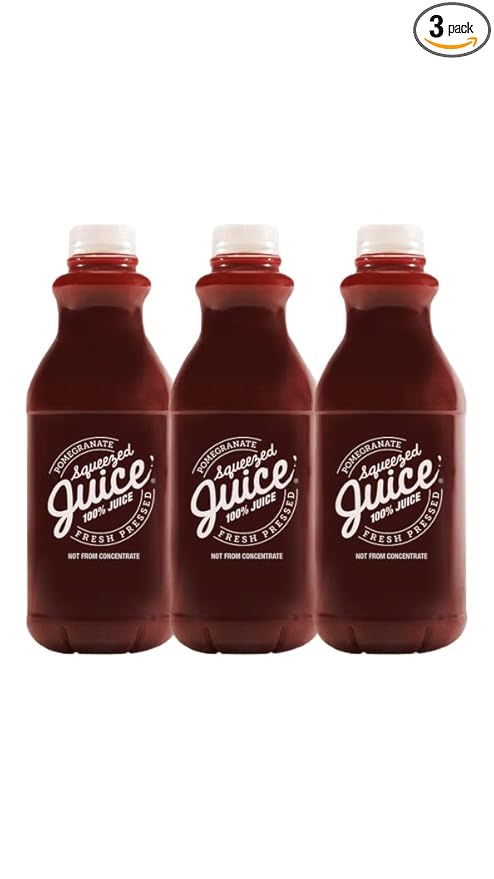 Squeezed Juice 100% Pomegranate Juice 32 fl oz 3 Pack Bottles | HPP Pasteurized | Not from Concentrate | Fresh Pressed | California Fruit Juice