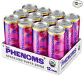 All Phenoms Energy &amp Focus Sparkling Organic Prebiotic &amp Probiotic Drink - Mushroom Blend (320mg Lions Mane) 75mg Green Tea Caffeine 75mg L-Theanine B12 - Berry Hibiscus (No Stevia) 12 Pac