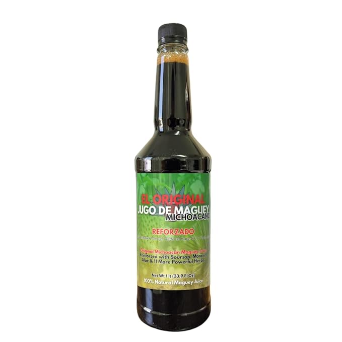 Maguey Juice - Jugo De Maguey Reforzado With Graviola Soursop Moronel Cancerina Aloe - Michoacano Tarasco 1 lt (33.3Fl Oz) Asado (Reinforced)