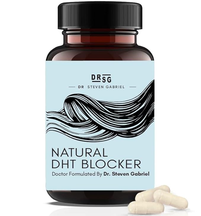 Dr. Steven Gabriel Natural DHT Blocker - Doctor-Formulated Hair Growth Supplements for Thicker Fuller-Looking Hair Saw Palmetto Stinging Nettle Pygeum Bark Pumpkin Seed Oil Capsules (60 Caps)