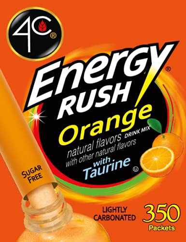 4C Powder Energy Rush Stix Energy Rush - Orange 350 Count Bulk Buy Singles Stix On the Go Refreshing Water Flavorings Value Pack