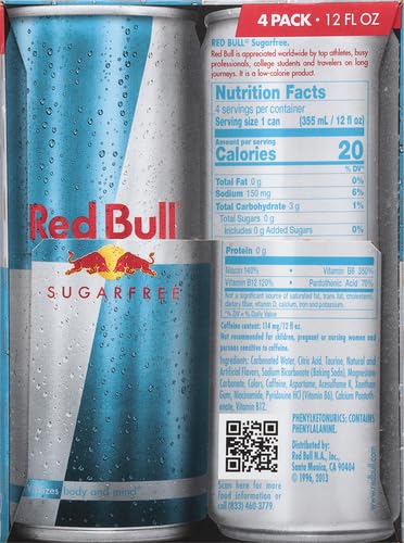 Red Bull Sugar Free Energy Drink with 114mg Caffeine plus Taurine &amp B Vitamins 12 Fl Oz Pack of 8 Cans