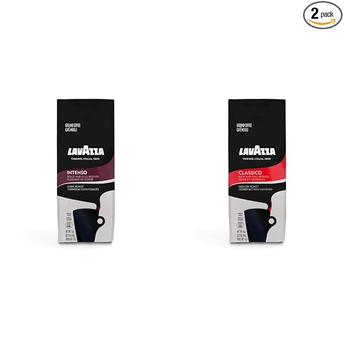 Lavazza Intenso and Classico Ground Coffee Blend 12-Ounce Bags (2 pack)