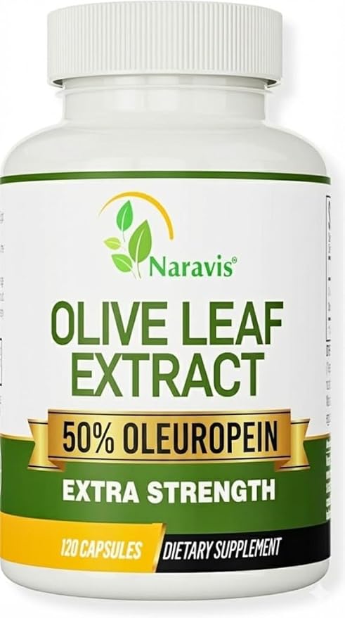 Naravis Olive Leaf Extract - 50% Oleuropein Immune Support Supplement - 120 Capsules (4-Month Supply)