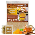 Premium Turmeric Ginger Cinnamon Tea Bags Organic Turmeric Curcumin Supplement for Joint Support100% Natural Rich in Antioxidants Hand-Made Blend No Sugar No Caffeine No Gluten Vegan. (150)