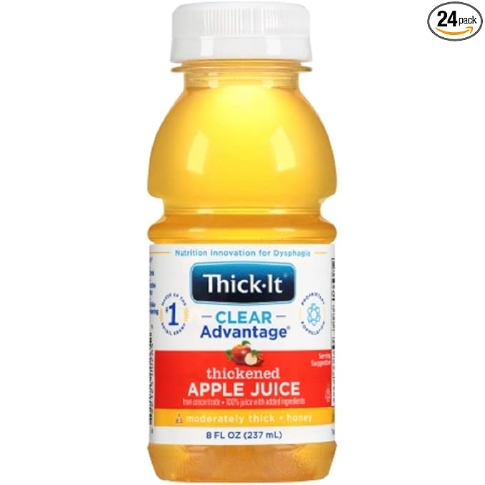 Thick-It Clear Advantage Moderately Thick Apple Juice Honey Consistency Ready-to-Drink Digestible Swallowing Aid Hydration on the Go Convenient &amp Ready-to-Use 8 oz Bottle (24 Pack)