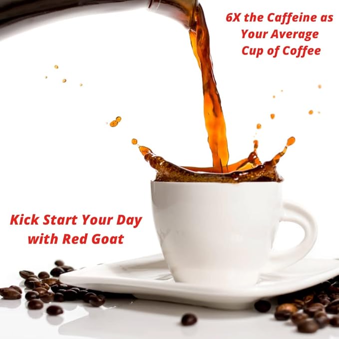 The Red Goat Whole Bean Strong Coffee | Extreme-Caffeine | Strongest on the Market | Delicious Smooth &amp Strong Flavor | [16 OZ] Roasted