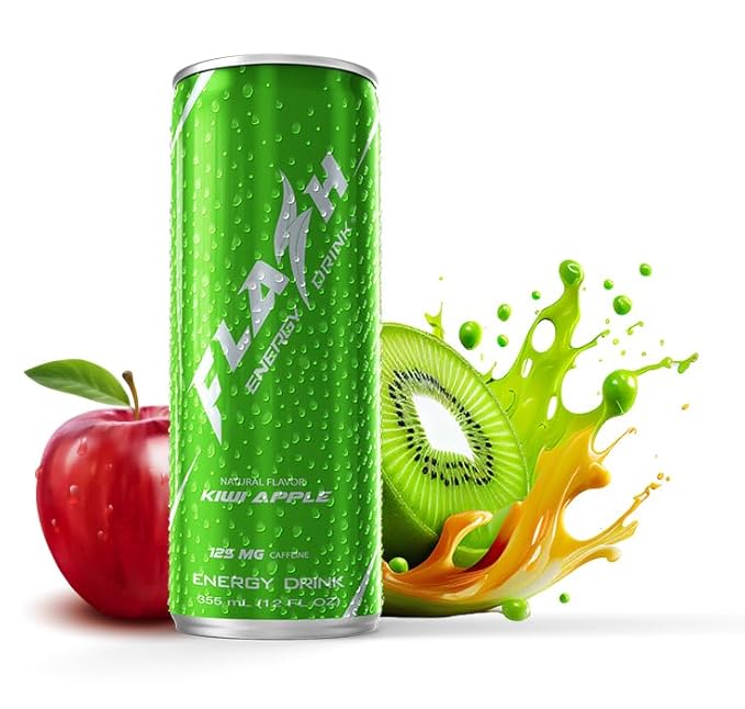 Flash Energy Drink | Elevate your Energy Focus and Performance | Natural |Non-GMO Vegan Gluten-Free Ingredients Organic Green Tea and Green Coffee Bean with 125 mg of Caffeine Enhanced with Ess