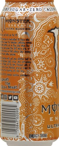 Monster Energy Ultra Sunrise Sugar Free Energy Drink 16 Ounce (Pack of 12)