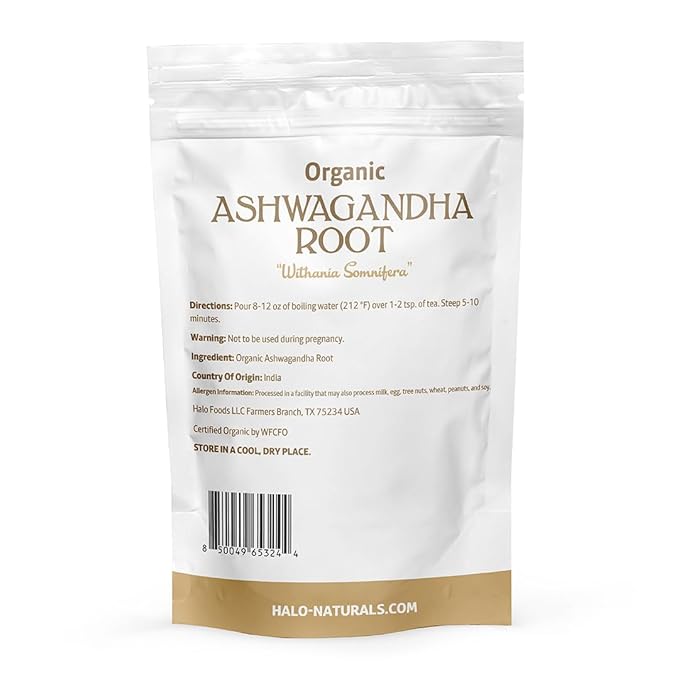 Organic Ashwagandha Root Cut &amp Sifted 1 Pound (Withania somnifera) USDA Certified | Resealable Pouch| Packaged in The USA