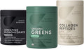 Sports Research® Organic Greens Superfood Powder w/Spirulina &amp Chlorella Adaptogens Enzymes Probiotics &amp 8 VIT Bs &amp Creatine Monohydrate &amp Collagen eptides Unflavored Hydrolyzed T