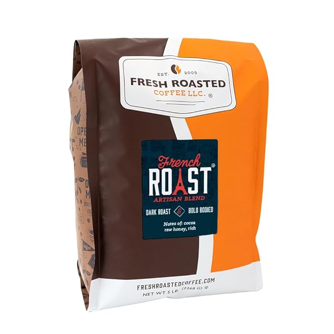 Fresh Roasted Coffee French Roast 5 lb (80 oz) Dark Kosher Whole Bean