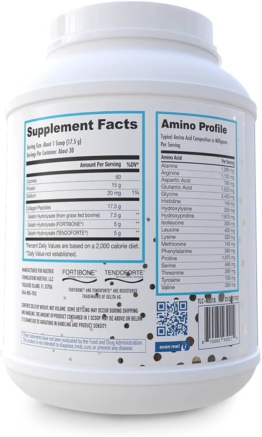 NuEthix Formulations Nu-Youth + Collagen Protein Collagen Peptides May Help Support Bones and Joints Dietary Supplement 30 Servings