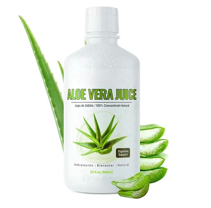 Aloe Vera Juice (UnFlavored) 32 Oz (960ml) - 100% Natural Jugo de Sabila 99.5% Purified Aloe Vera Leaf Juice from Concentrate Unflavored - MADE IN USA