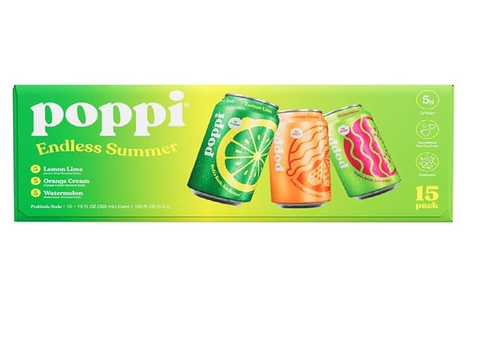 Popi Soda Juicy Faves Variety Pack 12 fl oz 15-count