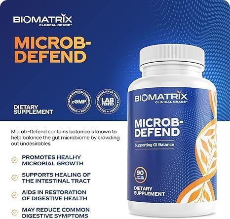 BioMatrix Oil Blend of Thyme Oregano Clove Digestive Supplement for Men and Women GI Repair Softgels | Microb-Defend (90 Capsules)