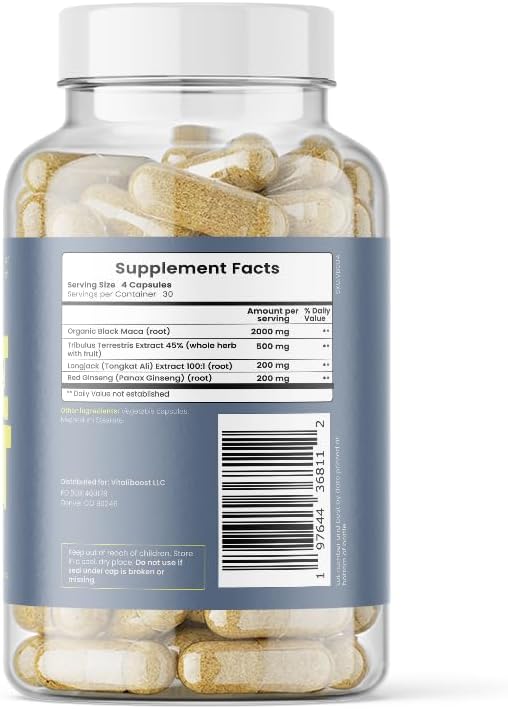 Drive Boost Sexual Health Supplement (120 Capsules) Support Stamina &amp Libido Made with Maca Tongkat Ali Tribulus Terrestris and Red Ginseng Made in The USA