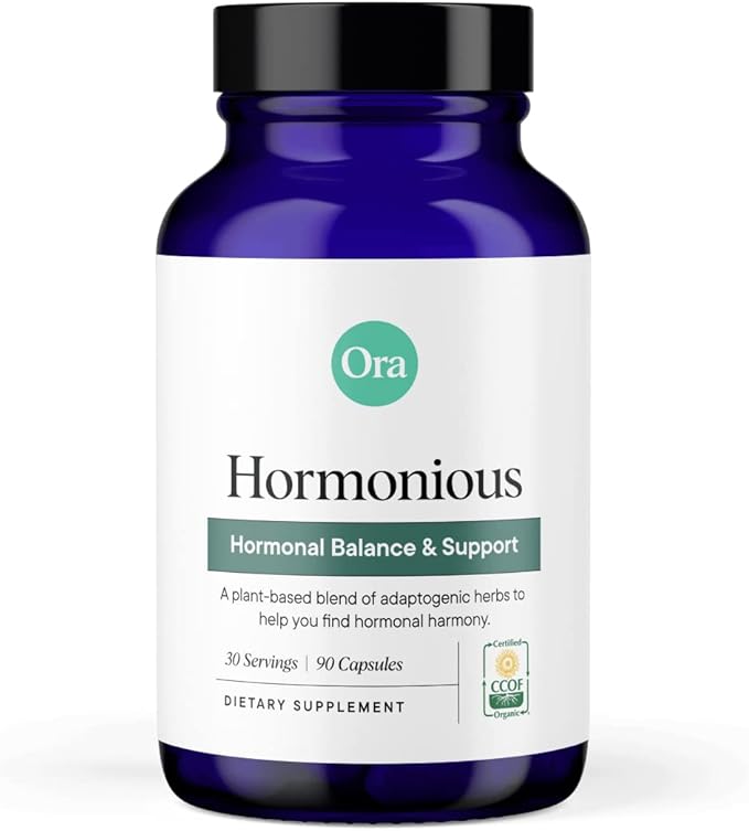 Ora Organic Natural Hormone Balance Supplement &amp Hormonal Acne Relief for Women - Support Skin Mood Energy PMS &amp Menopause - Ashwagandha Maca Burdock Root Cordyceps &amp VIT C - 90 Caps