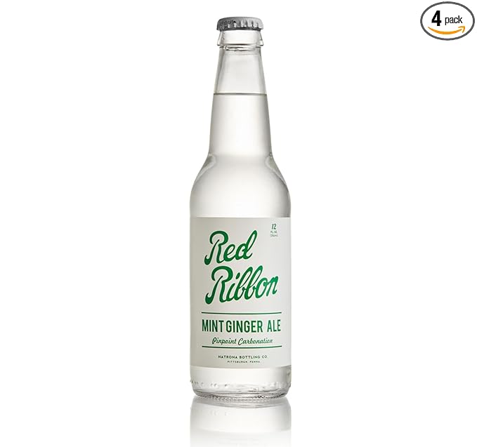 AmishTastes Red Ribbon 12 Oz. Glass Bottle Mint Ginger Ale (Pack of 4)