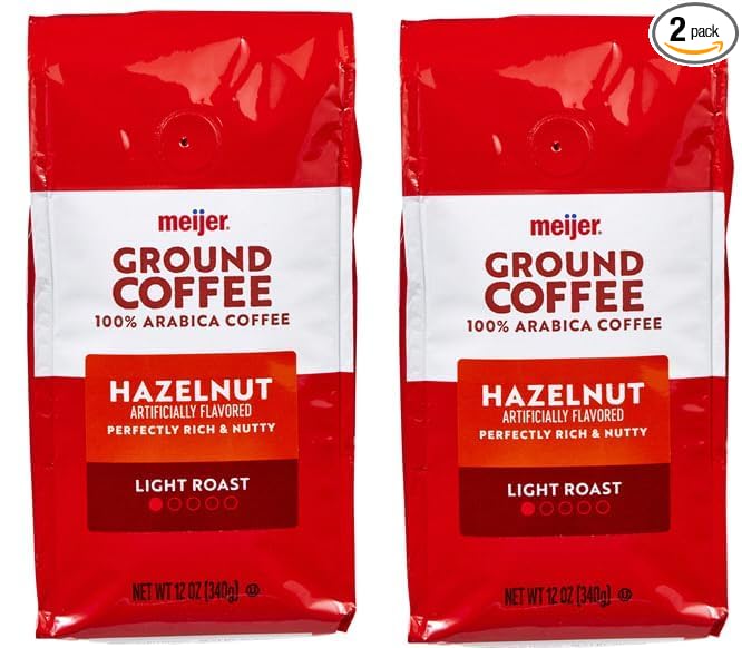 Hazelnut Ground Coffee Light Roast (Pack Of 2 Bags) 12 oz. Each